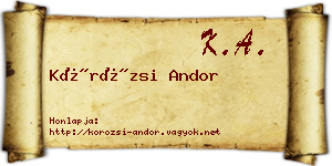 Körözsi Andor névjegykártya