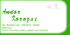 andor korozsi business card